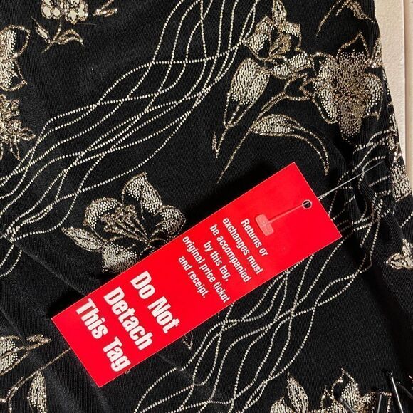 R&M Richards NWT Black Gold Fringe Formal Cocktail Long Sleeve Top 16 - Picture 12 of 12